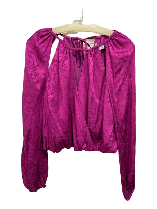 Veronica Beard Size 4 Purple Polyester Paisley Tie Neck Cold Shoulder Top Purple / 4