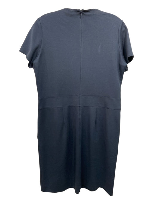 Armani Collection Size 14 Navy Round Neck Short Sleeve Back Zip Dress Navy / 14