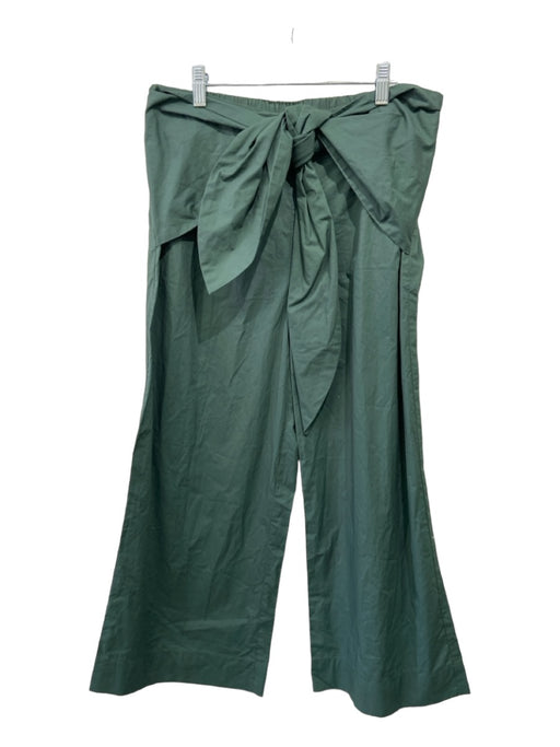 Crosby Size M Dark Green Cotton Elastic Back Side Zip Front Tie Cropped Pants Dark Green / M