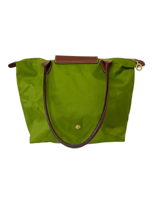 Longchamp Green & Tan Nylon Double Top Handle Bag Green & Tan / Medium