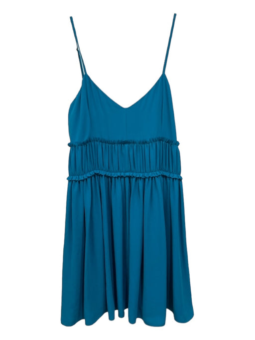 Cinq a Sept Size 4 Cerulean Blue Polyester Spaghetti Strap Ruffle Detail Dress Cerulean Blue / 4