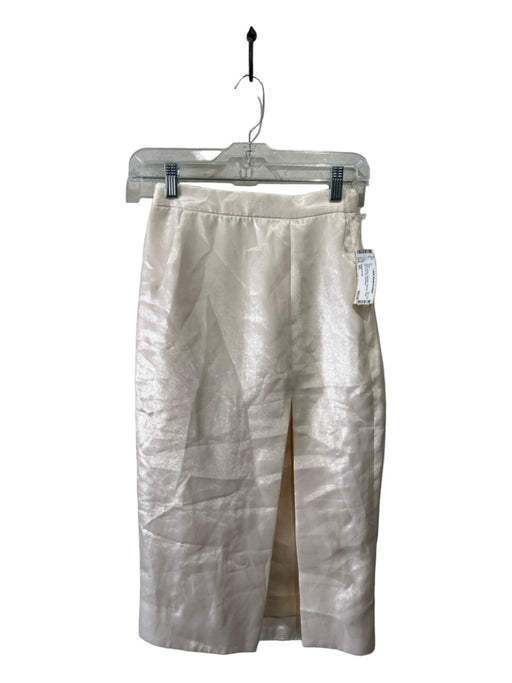 House of CB Size XS Ivory White Polyester Shimmer Back Zip Front Slit Skirt Ivory White / XS