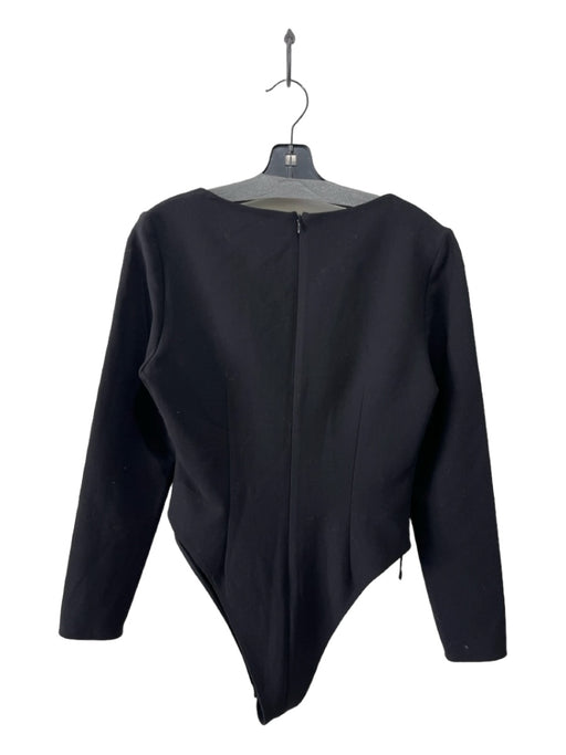 Magda Butrym Size 38 Black Wool Blend Cupped Long Sleeve Pre Owned Bodysuit Black / 38