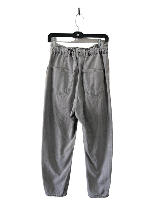 Zara Size 4 Gray Wash Cotton Denim Tapered Paperbag Waist Button & Zip Jeans Gray Wash / 4
