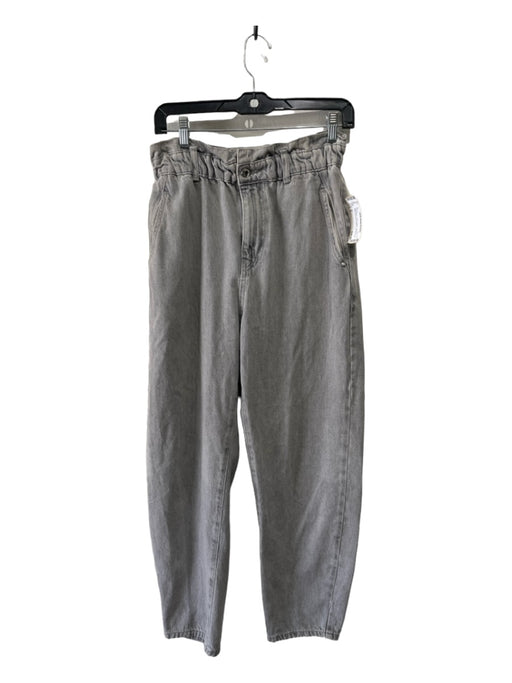 Zara Size 4 Gray Wash Cotton Denim Tapered Paperbag Waist Button & Zip Jeans Gray Wash / 4