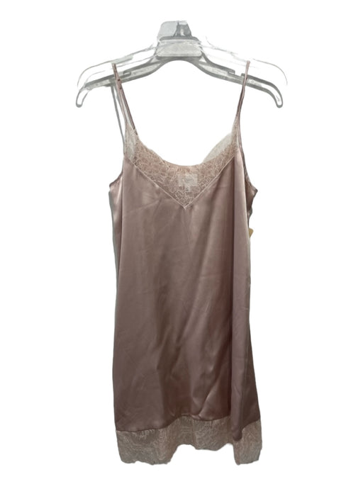 Cami NYC Size XS Beige Silk Lace Trim V Neck Spaghetti Strap slip dress Dress Beige / XS