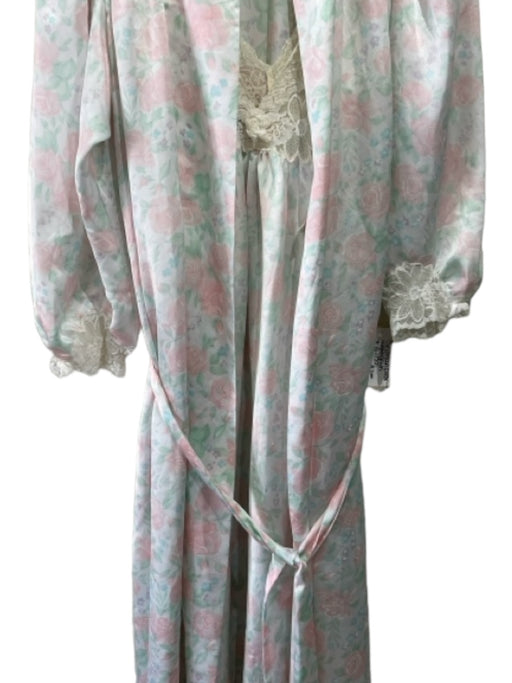 Christian Dior Size L White Pink & Green Floral Lace Trim Robe Included Dress White Pink & Green / L