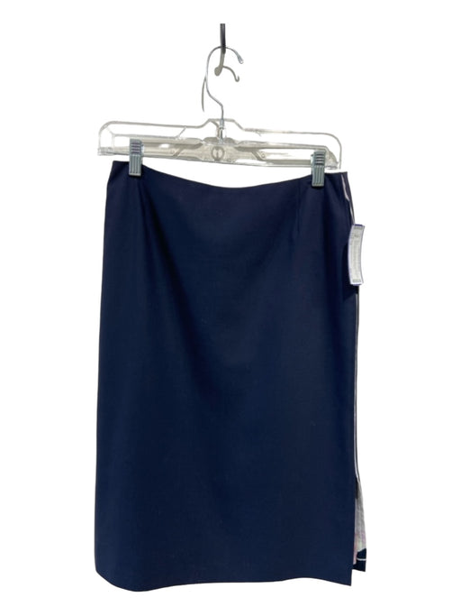 Bazar Christian Lacroix Size 38 Navy Blue Wool Blend Back Zip Side Slit Skirt Navy Blue / 38