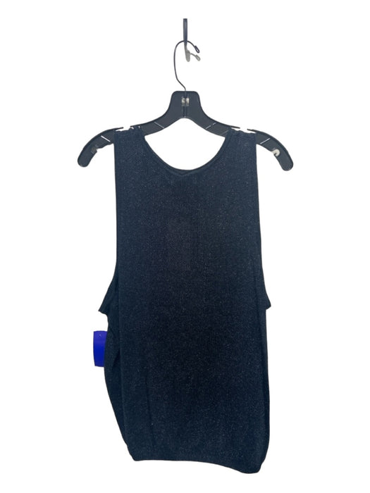 Treat Size 42 Black Rayon Blend Shimmer Knit Round Neck Sleeveless Top Black / 42