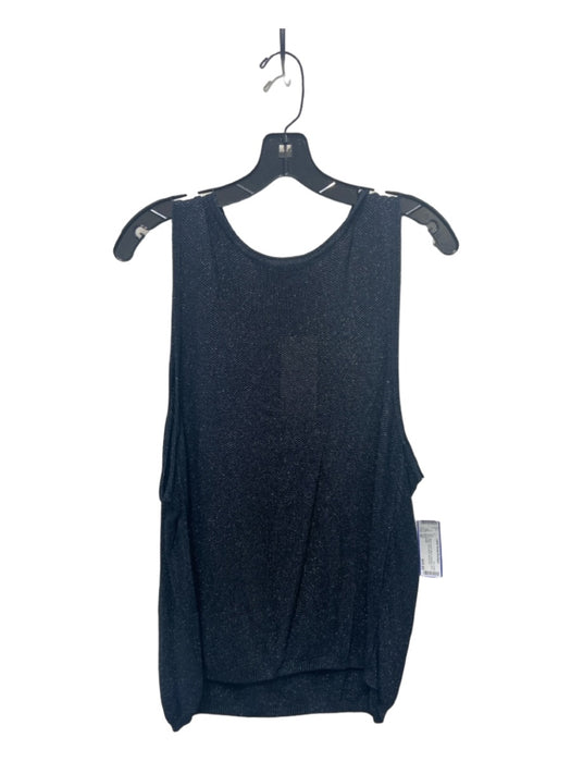 Treat Size 42 Black Rayon Blend Shimmer Knit Round Neck Sleeveless Top Black / 42