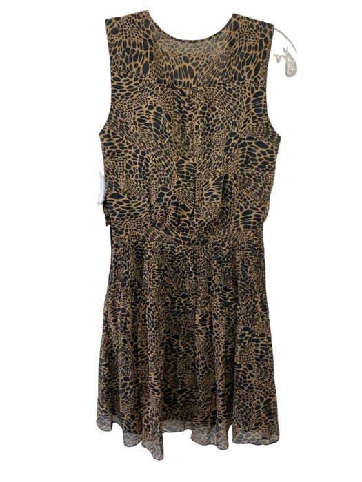 Diane Von Furstenberg Size 2 Brown & Black Silk Animal Print V Neck Dress Brown & Black / 2