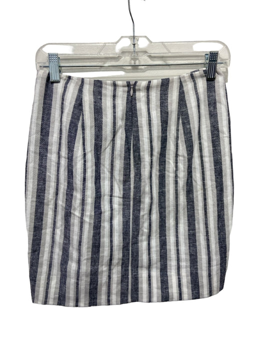 Intermix Size P White & Gray Linen & Viscose Striped Gathered Detail Skirt White & Gray / P