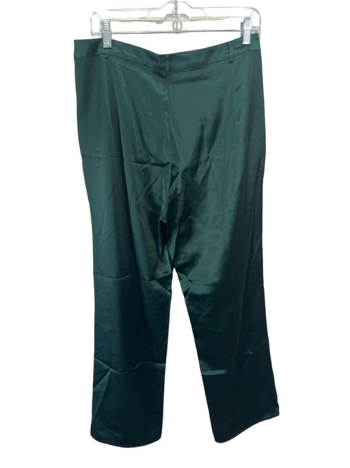 Lattelier Size XL Emerald Green Acetate Blend High Rise Satin Straight Leg Pants Emerald Green / XL