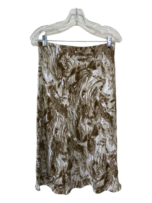 Rachel Zoe Size 4 Beige Polyester Blend Abstract Marbled Elastic Waist Skirt Beige / 4