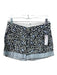 Stella McCartney Size 25 Blue Black Beige Cotton Denim Cheetah Cuff Shorts Blue Black Beige / 25