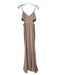 Fame and Partners Size 0 Beige Polyester Cut Out Spaghetti Strap V Neck Gown Beige / 0