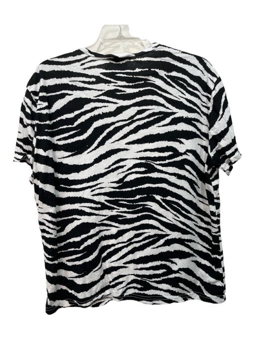 S'edge Size XL Black & White Cotton Zebra Print V Neck Short Sleeve Top Black & White / XL