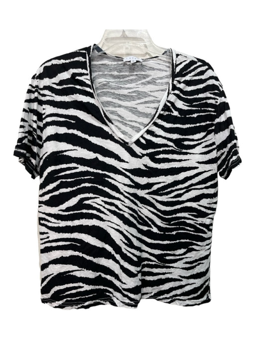 S'edge Size XL Black & White Cotton Zebra Print V Neck Short Sleeve Top Black & White / XL
