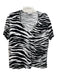 S'edge Size XL Black & White Cotton Zebra Print V Neck Short Sleeve Top Black & White / XL