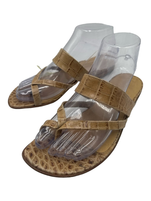 Bettye Muller Shoe Size 37 Beige Leather Reptile Embossed Flip flop Sandals Beige / 37