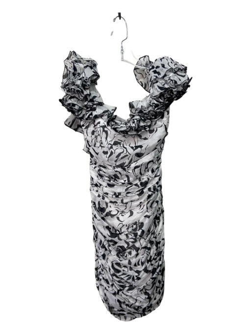 Alexandre Vauthier Size 38 White & Black Cotton Abstract Gathered Dress White & Black / 38