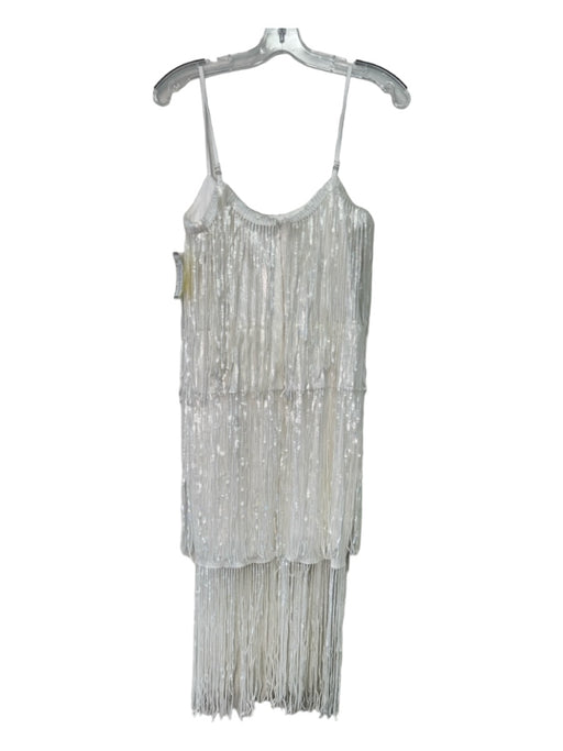 Dress the Population Size S White Polyester Blend All Over Sequins Fringe Dress White / S