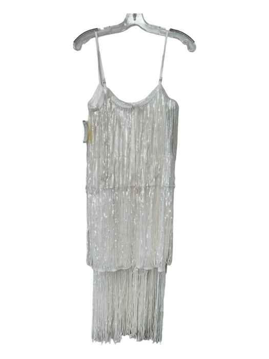 Dress the Population Size S White Polyester Blend All Over Sequins Fringe Dress White / S