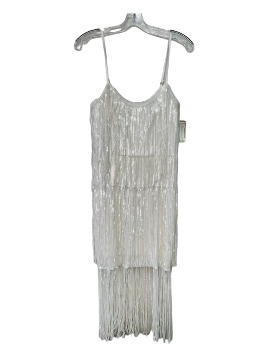 Dress the Population Size S White Polyester Blend All Over Sequins Fringe Dress White / S