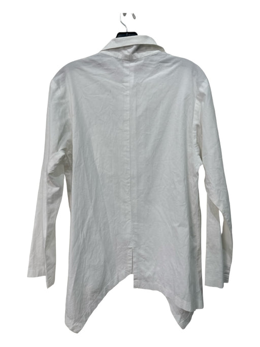 Vitamin Size S White Cotton Collared Button Up Side Pocket Long Sleeve Top White / S