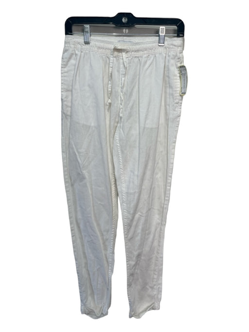 Onia Size S White COTTON & LINEN Elastic Drawstring Straight cuff Pants White / S