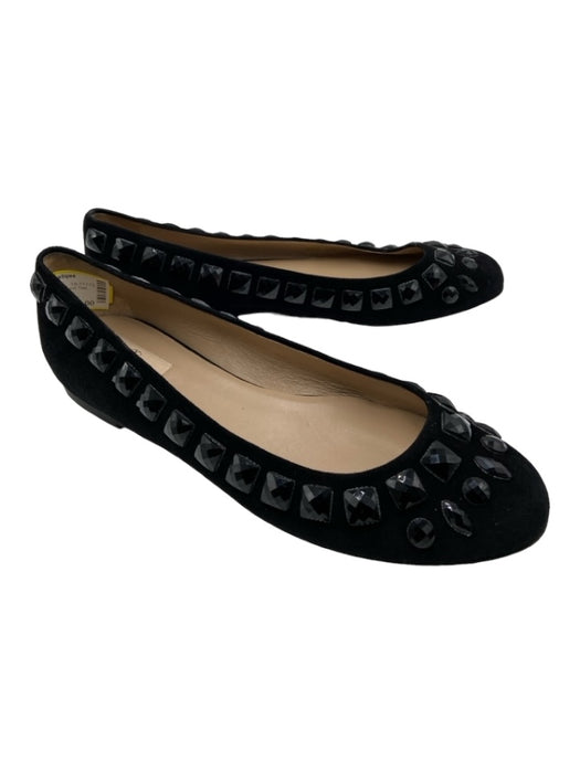 Valentino Shoe Size 39.5 Black Suede Embellished Round Toe closed heel Flats Black / 39.5