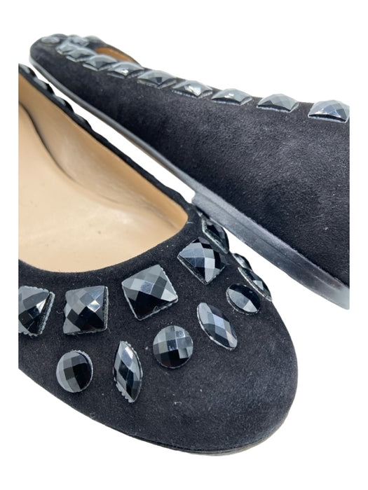 Valentino Shoe Size 39.5 Black Suede Embellished Round Toe closed heel Flats Black / 39.5