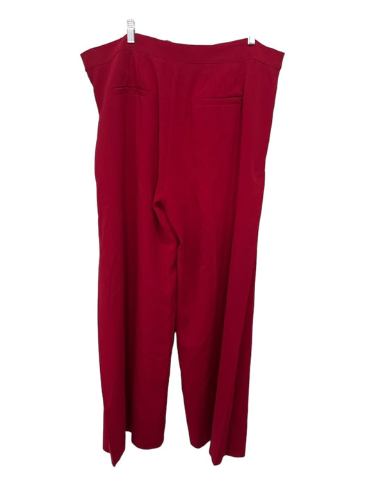 Marina Rinaldi Size 18 Red Triacetate Blend Mid Rise Wide Leg Faux Pockets Pants Red / 18