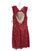 Alice + Olivia Size 2 red & beige Polyester Floral Lace Overlay Cap Sleeve Dress red & beige / 2