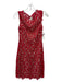 Alice + Olivia Size 2 red & beige Polyester Floral Lace Overlay Cap Sleeve Dress red & beige / 2