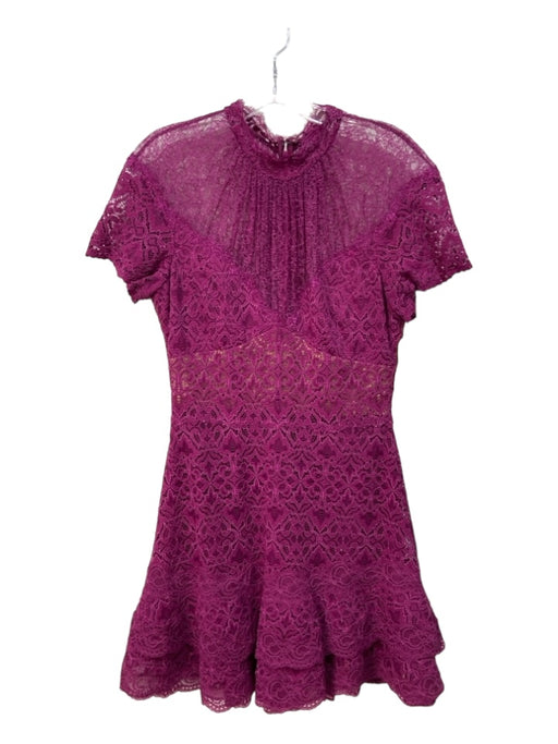 Jonathan Simkhai Size 6 Purple Polyester Blend Lace Overlay Round Neck Dress Purple / 6