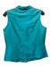 Connie Roberson Size P Teal Blue Silk Collared Button Up Sleeveless Darted Top Teal Blue / P