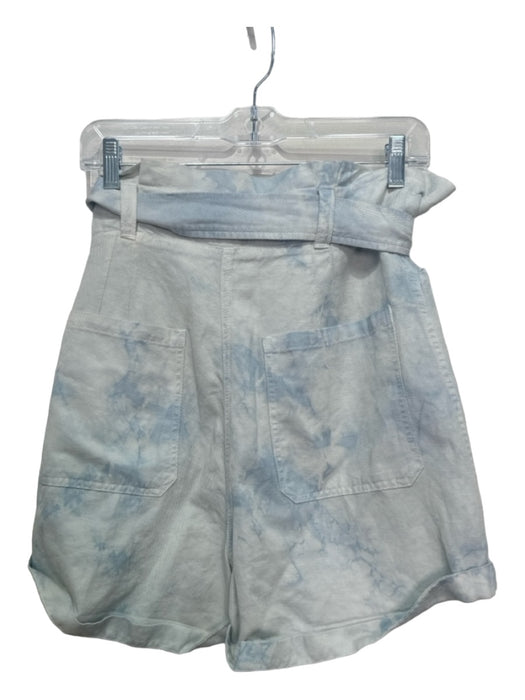 A.L.C. Size 10 Blue & White Cotton Blend Paperbag Waist Tie Dye Sash Inc Shorts Blue & White / 10