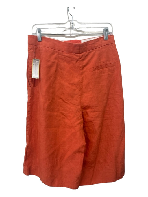 COS Size 8 Orange Linen High Rise Pleated Knee Length Shorts Orange / 8