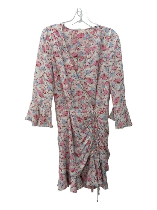 Veronica Beard Size S/M Pink, Blue, Cream Silk Long Sleeve Floral Ruched  Dress — Labels Resale Boutique