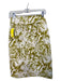 Maeve Size 0 White & Chartreuse Cotton Blend High Rise Leaves Pencil Skirt White & Chartreuse / 0