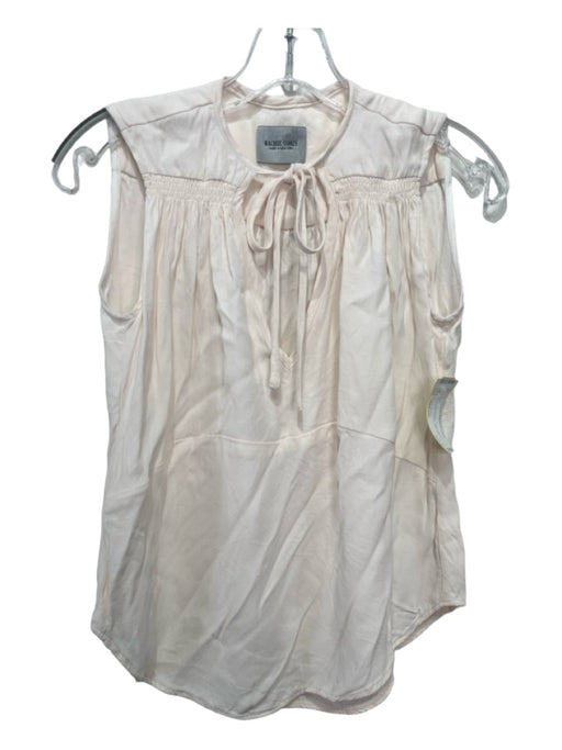 Rachel Comey Size Medium Cream White Sleeveless Ruched Split Neck Gathered Top Cream White / Medium