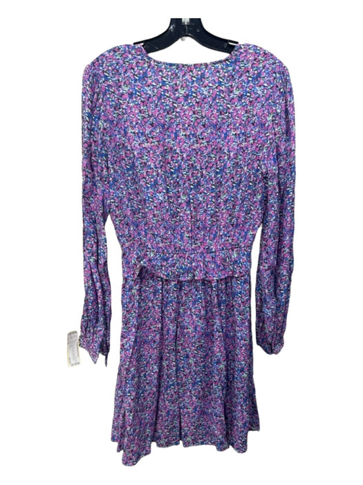 Scotch & Soda Size 36 Purple, Pink, Blue Viscose Long Sleeve Floral Ruffle Dress Purple, Pink, Blue / 36