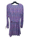 Scotch & Soda Size 36 Purple, Pink, Blue Viscose Long Sleeve Floral Ruffle Dress Purple, Pink, Blue / 36