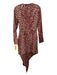 Rasario Size 38 Beige, Brown, Red Polyester Long Sleeve Leopard Pleated Dress Beige, Brown, Red / 38