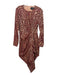 Rasario Size 38 Beige, Brown, Red Polyester Long Sleeve Leopard Pleated Dress Beige, Brown, Red / 38