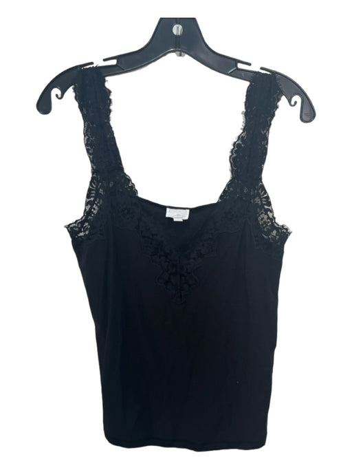 Cami NYC Size Small Black Cotton Blend Sleeveless Lace V Neck Side Slit Top Black / Small