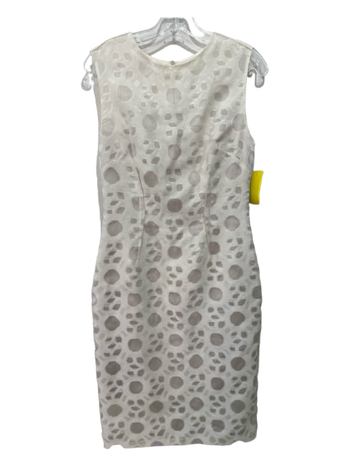 Lela Rose Size 6 Cream White Polyester Blend Sleeveless Abstract Floral Dress Cream White / 6