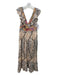 Let Me Be Size S Beige & Multi Cotton Floral V Neck & Back Maxi Dress Beige & Multi / S