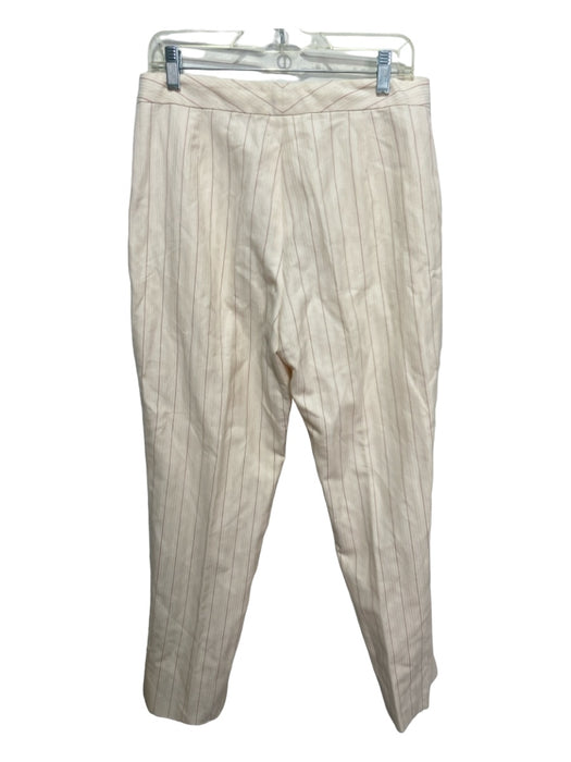 Oscar by Oscar de la renta Size 10 Beige & Red Linen Blend Pinstripe Pants Beige & Red / 10